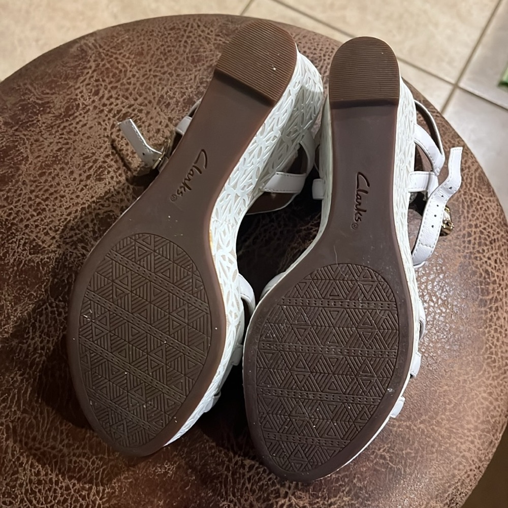 Clark Elegant White Wedge Sandals - Picture 3 of 5